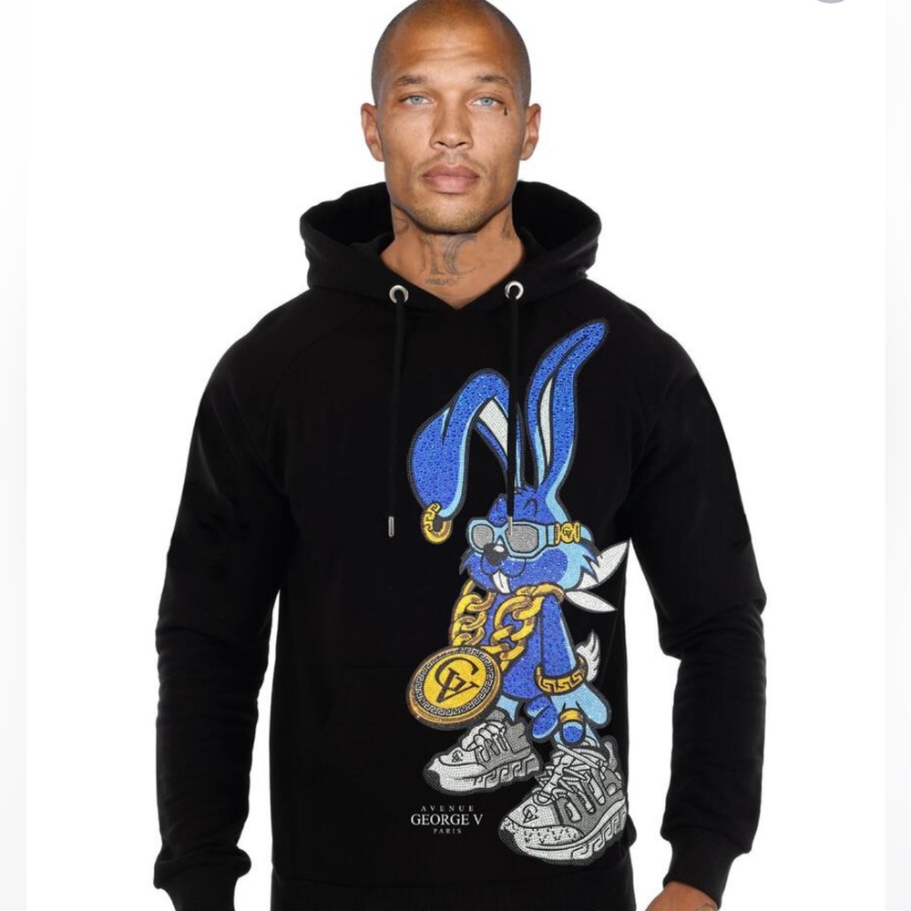 Designer George V From Paris  Hoodie with Rhinestone Graphic
